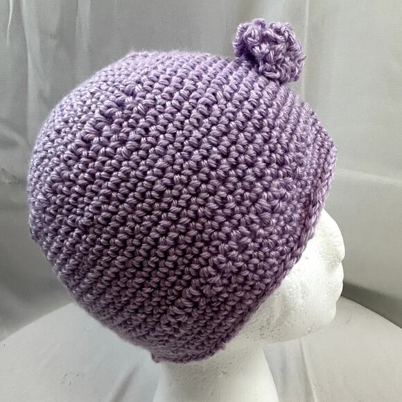 Handmade crochet cap hat women child lilac purple 10" wide x 7 tall" NWOT - Picture 3 of 7